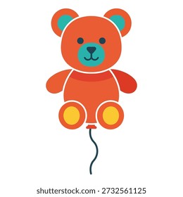 Juguete del tirón del oso de peluche en naranja y azul