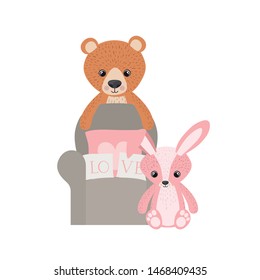 Teddy bear and rabbit design