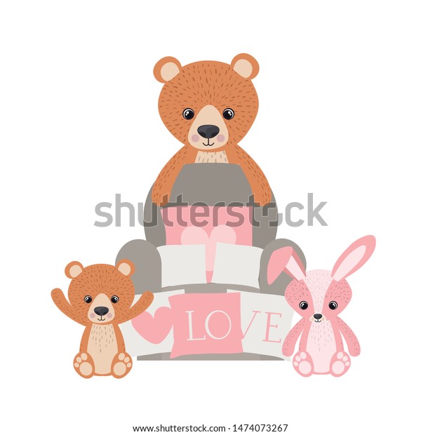 teddy bear and rabbit