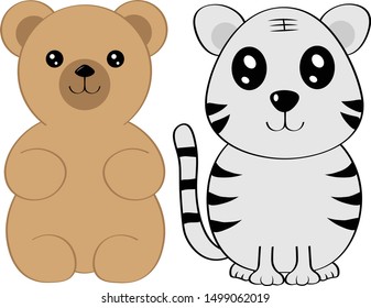 teddy bear and raccoon figures