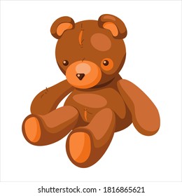 Teddy Bear In Realistic Style Isolated On A White Background. Vector Illustration.