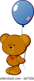 Teddy bear with red heart and balloon