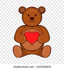 Teddy bear with red heart icon in cartoon style on a background for any web design 