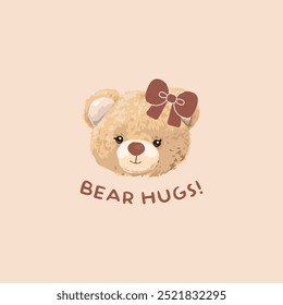 Teddy Bear with ribbon vector cute