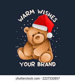 teddy bear with santa hat illustration