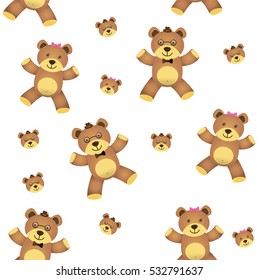 teddy bear seamless isolated on white background. vector illustration