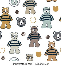 Teddy bear seamless pattern. , Can be used for textile,  background, book cover, packaging.