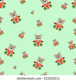 teddy bear seamless pattern. bear doll seamless pattern