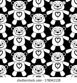Teddy Bear Seamless Pattern - Monochromatic