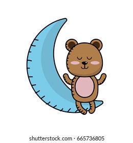 teddy bear seated in the moon