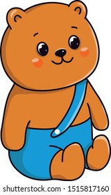 Teddy bear in shorts. Vector illustration.
