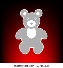 Teddy bear sign illustration. Postage stam or old photo style on red-black gradient background.