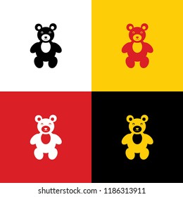 Teddy bear sign illustration. Vector. Icons of german flag on corresponding colors as background.