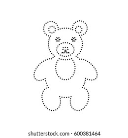 Teddy bear sign illustration. Vector. Black dotted icon on white background. Isolated.