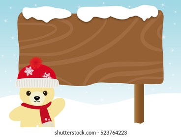 Teddy bear and signboard