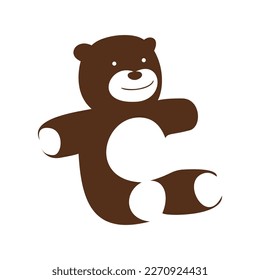 teddy bear silhouette design. cute toy sign and symbol.