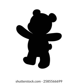 Teddy bear silhouette icon, isolated on white background. Vector illustration