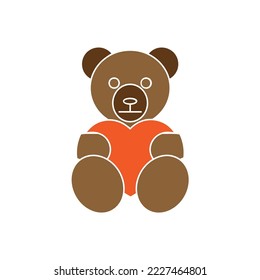 Teddy bear silhouette icon logo design template vector isolated illustration