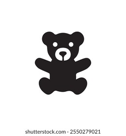 Un diseño de Vector de ilustración de silueta de oso de peluche en fondo blanco.