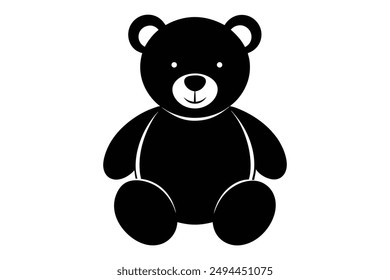 teddy bear silhouette, Vector illustration, isolated on white background.