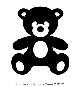 Teddybär, einfache schwarz-weiße Vektorgrafik einzeln auf weißem Hintergrund