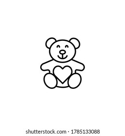 Ilustración vectorial de icono de línea delgada simple del oso de peluche