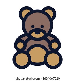 Teddy Bear. Simple Vector Color Icon.