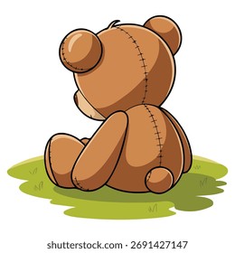 El oso de peluche se sienta detrás del Vector aislado en blanco