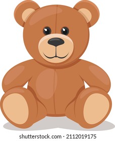 Teddy bear sits on a white background. Soft toy