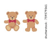 Teddy bear sitting and standing flat illustration. Christmas present icon