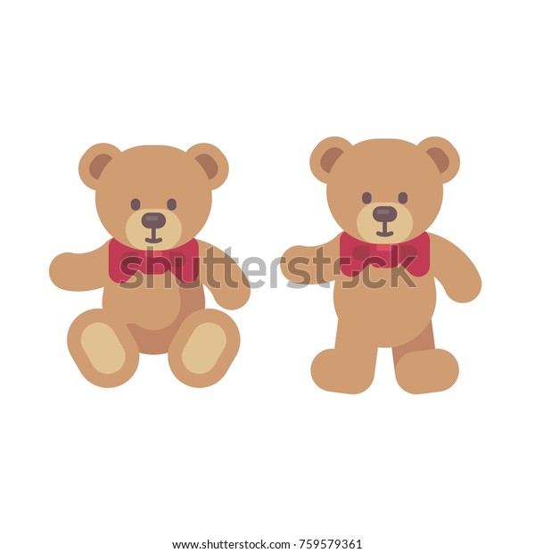 Teddy bear sitting and standing flat illustration.\
Christmas present icon
