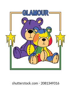 Teddy bear sitting vector design for print
