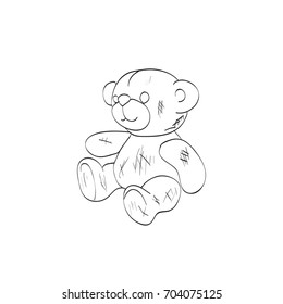 Teddy bear sketch. Drawing on a white background