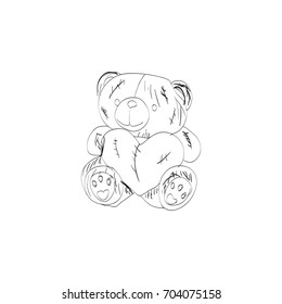 Teddy bear sketch. Drawing on a white background