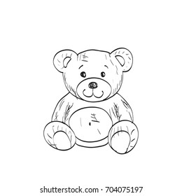 Teddy Bear Sketch Drawing On White Stock Vector (Royalty Free ...