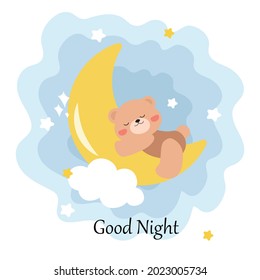 Teddy Bear Sleeping On Moon Stock Vector (Royalty Free) 2023005734 ...