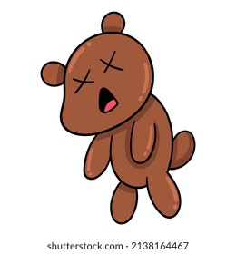 teddy bear is sleeping unconscious, vector illustration art. doodle icon image kawaii.