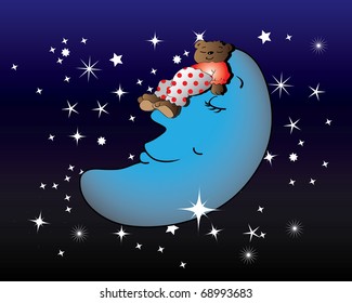 The teddy bear sleeps. Vector illustration