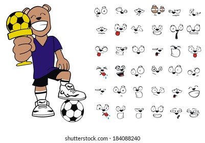 teddy bear soccer cartoon in vector format very easy to edit