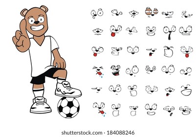 teddy bear soccer cartoon in vector format very easy to edit