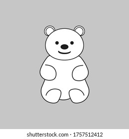 Juguete suave de oso de peluche con icono de línea cardíaca, símbolo vector contorno, pictograma lineal aislado en blanco. Símbolo, ilustración de logotipo