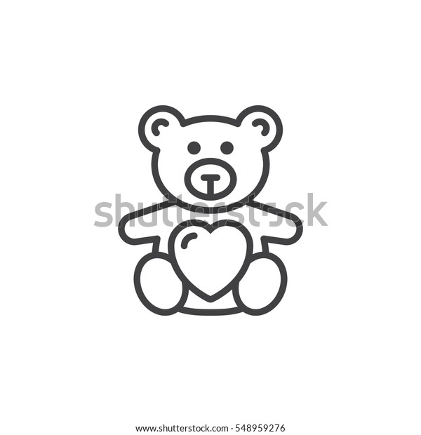 Teddy Bear Soft Toy Heart Line Stock Vector Royalty Free 548959276