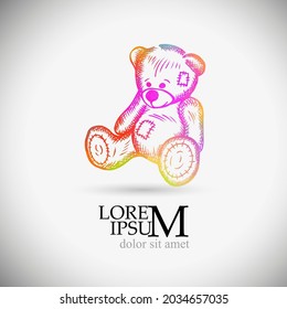 Un boceto de juguete suave para el oso de peluche. Ilustración del vector