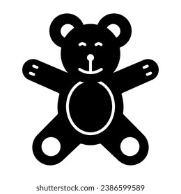 Teddy Bear solid icon, Kids toys concept, plush toy sign on white background, Little teddy bear icon in glyph style for mobile concept and web design. Vector graphics