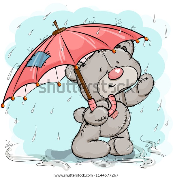 teddy bear with umbrella