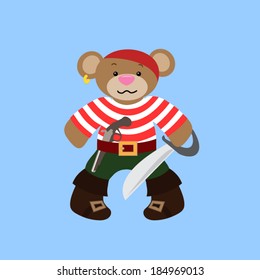 Teddy bear and  a stripped vest