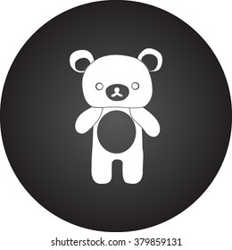 Teddy bear stuffed plush toy simple icon on colorful round background