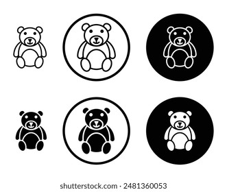 Conjunto de iconos de Vector de línea delgada de oso de peluche.