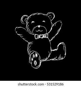Teddy bear with tie. Sketcht style.