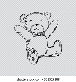 Teddy bear with tie. Sketcht style.